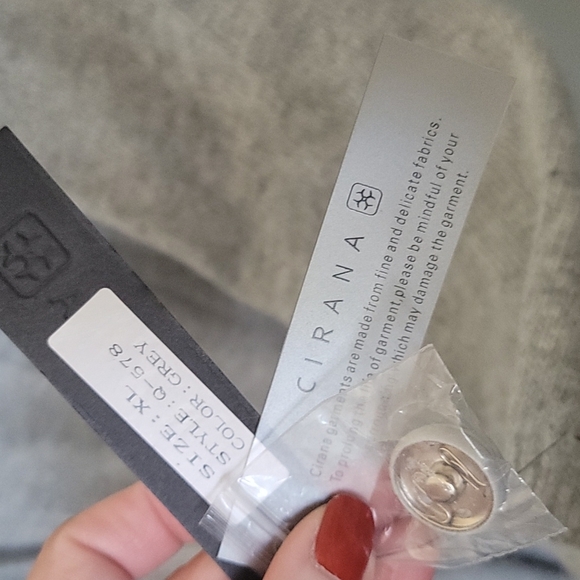 Cirana Preppy Academia NWT XL gray wool blend long line cardigan - Picture 4 of 6